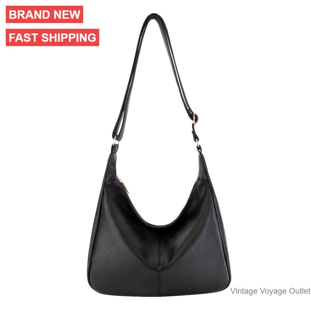 Soft Vegan Leather Hobo Crossbody Bag Adjustable Strap Zipper Pockets